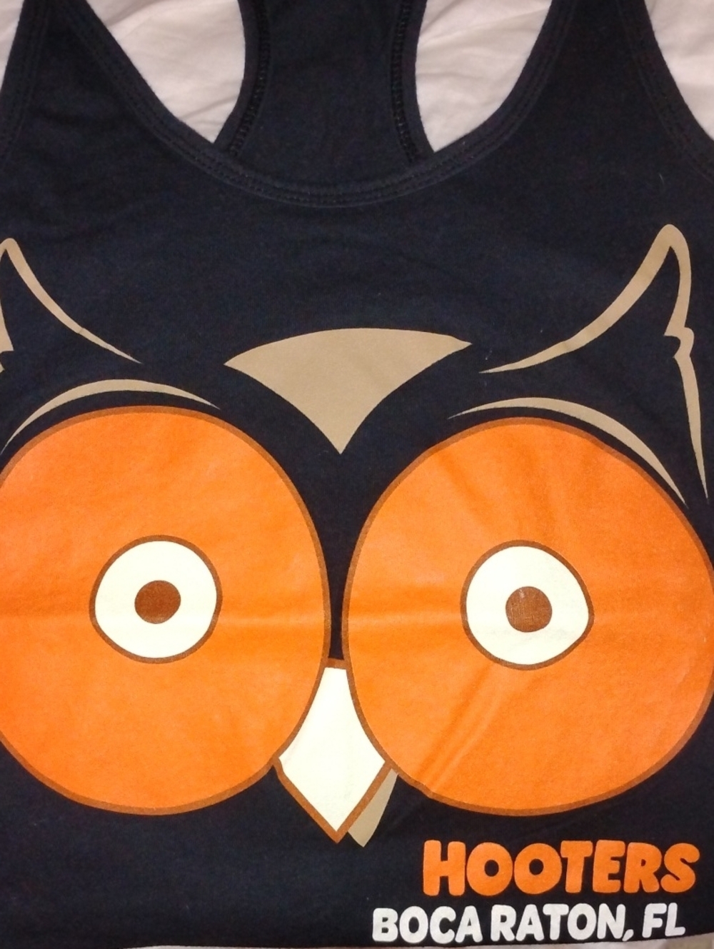 Hooters Black Tank with Orange Owl Graphic